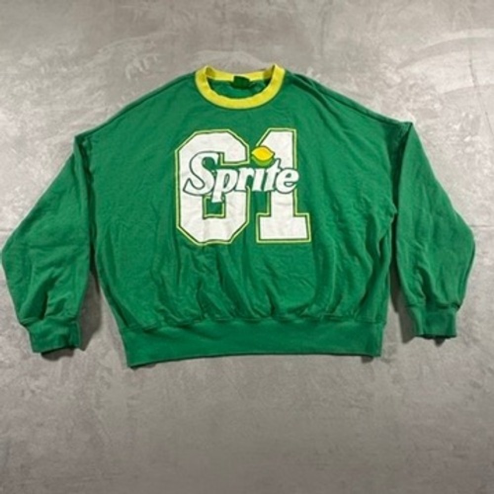 Sprite Graphic Sweatshirt Womens Fleece Pullover XL Green